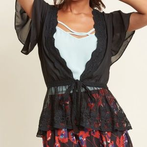 New Modcloth Short Sleeve Cardigan Sz Large Black